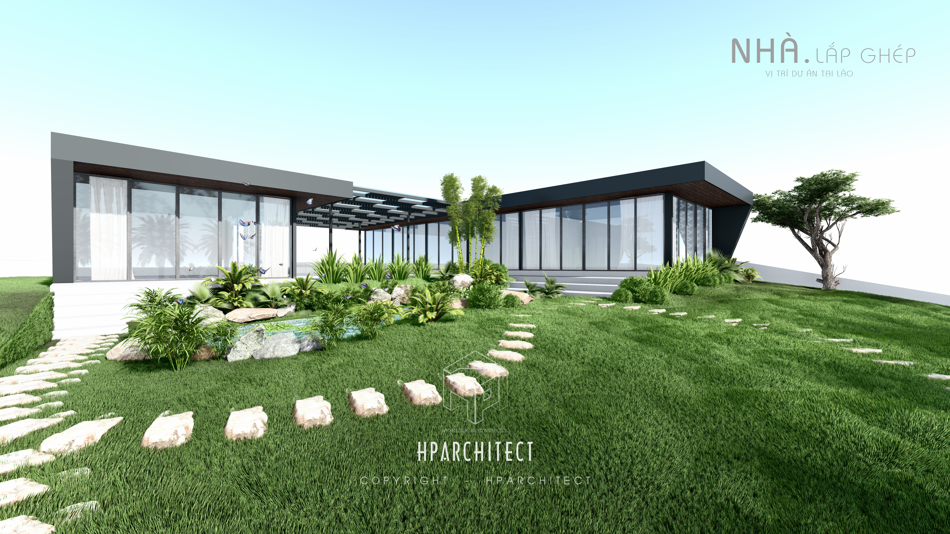 Không gian sống gần gũi thiên nhiên trong dự án nhà lắp ghép Lào