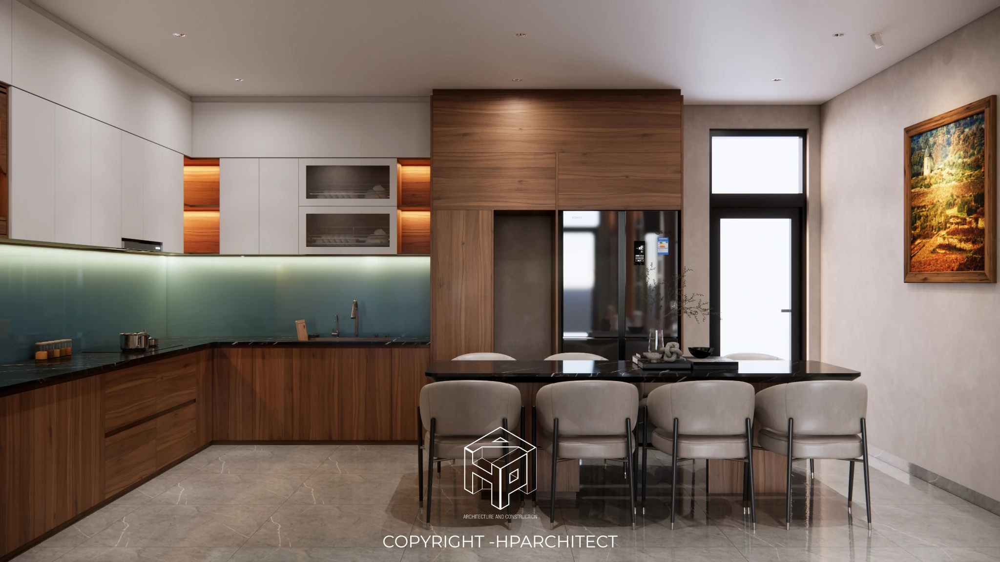 Thiết kế nội thất nhà bếp chữ L tại Quảng Ngãi